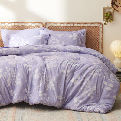 Bedsure Bed in a Bag - Reversible Flroal & Plant Pattern Printed with Comforters, Sheets, Pillowcases & Shams, 89GSM