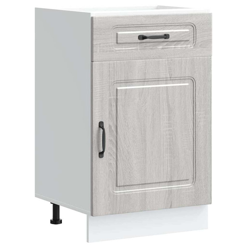 Kitchen Base Cabinet Kalmar Engineered Wood, 81.5cm H x 50cm W x 46cm D, Grey Sonoma