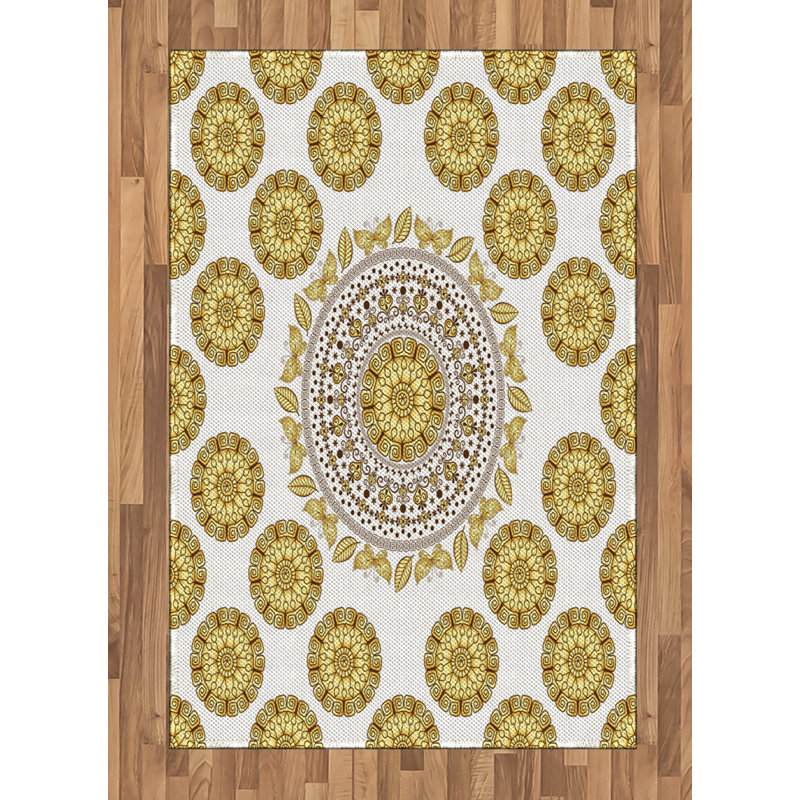 Mandala High Density Long Fiber Poly Threads Decorative Area Rug Carpet, Rectangle 4' x 5'8"