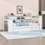 Lit simple en bois avec lit gigogne, tête de lit et bureau à DEL-124843056