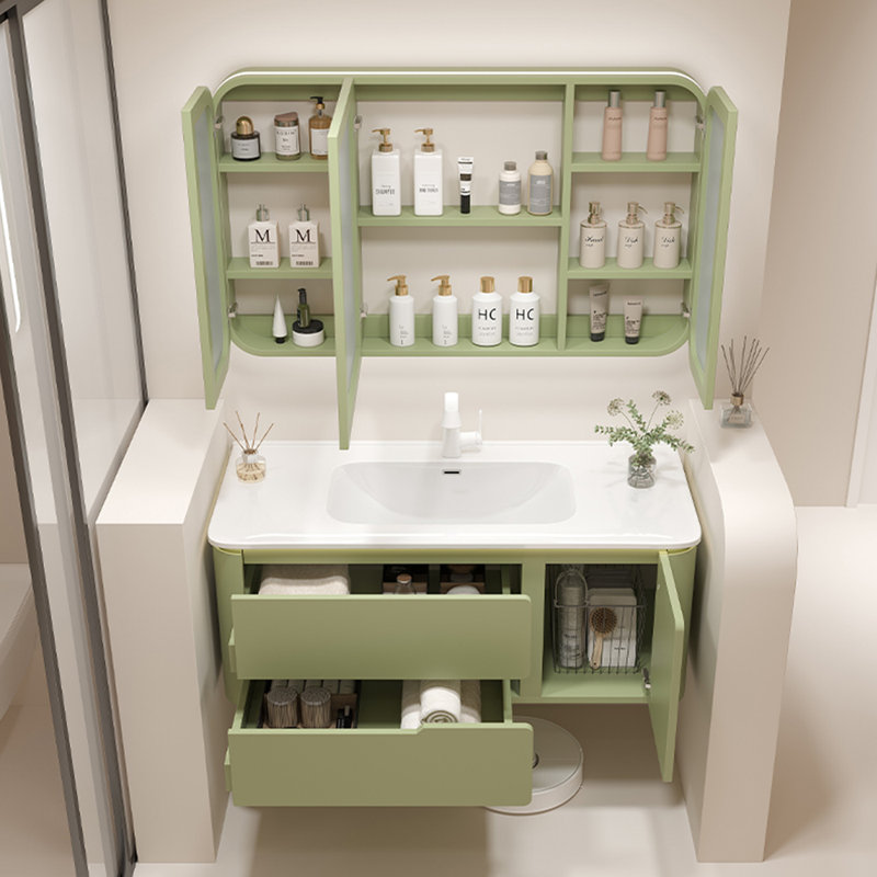 Armoire de salle de bain minimaliste de style crème fraîche