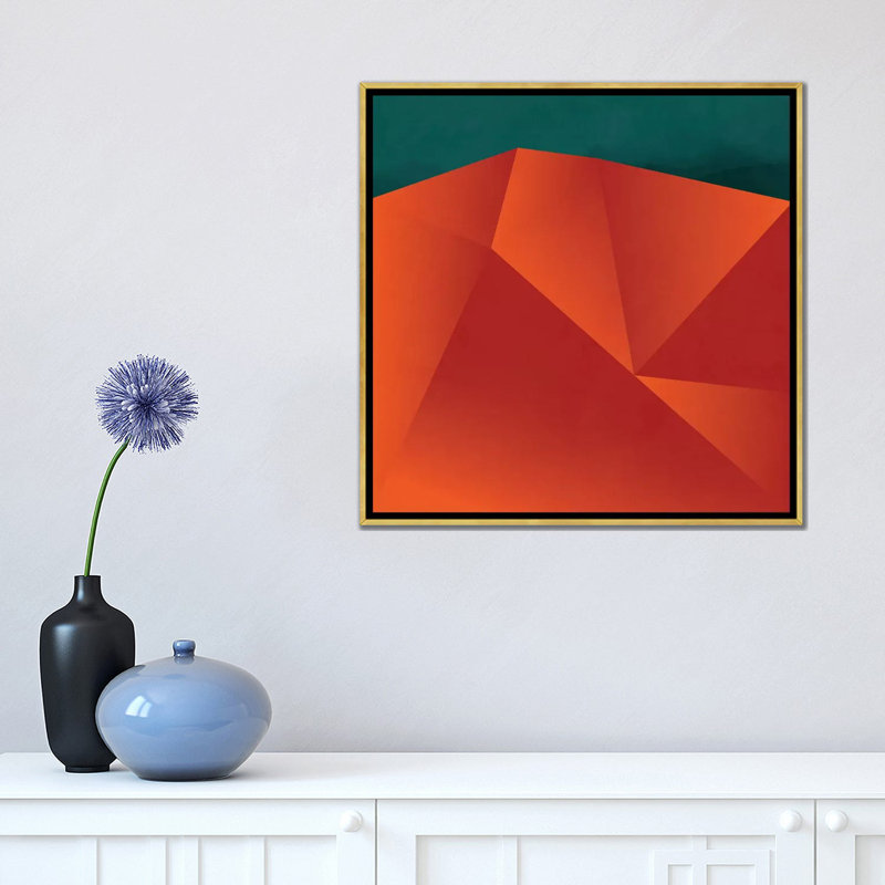 «Geometric Art Abstract Copper Petrol» par Ana Rut Bré - impression d'art graphique, H 18 po x l 18 po x 1,5 po, Aucun mat