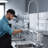 Aquaterior Commercial Kitchen Faucet with Sprayer 44" Height Wall Mount Double Handle