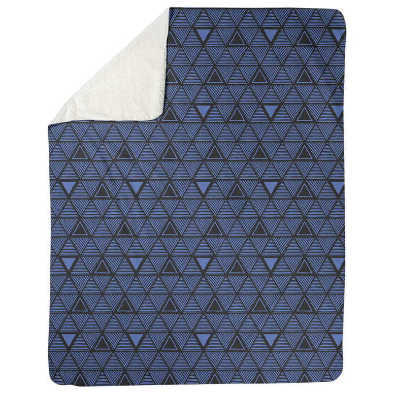 Couverture polairee triangles à la main, l 50 po x L 60 po, Bleu / noir