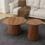 Ensemble de 2 tables basses rondes, grandes et petites tables centrales et d'appoint en bois, finition noyer moderne pour le salon et le bureau