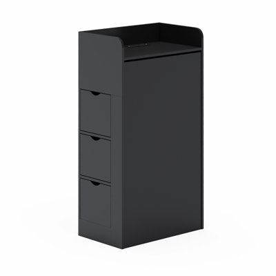 Wall Mounted Foldable Desk, Space Saving Hidden Desk With Storage & Power Outlet, Fold Out Table For Small Spaces, Home Office Bedroom, Black