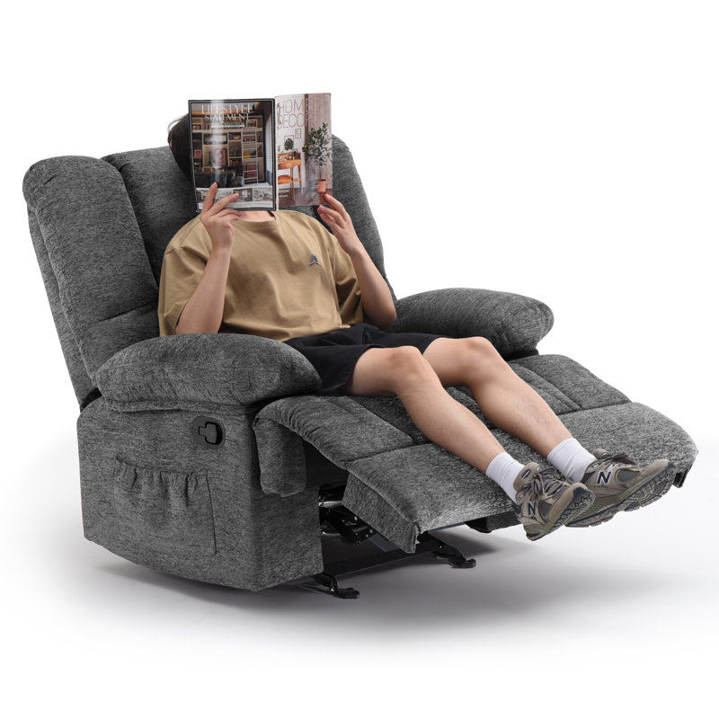 Catherne 40.1" Wide Upholstered Recliner, Gray Performance Chenille