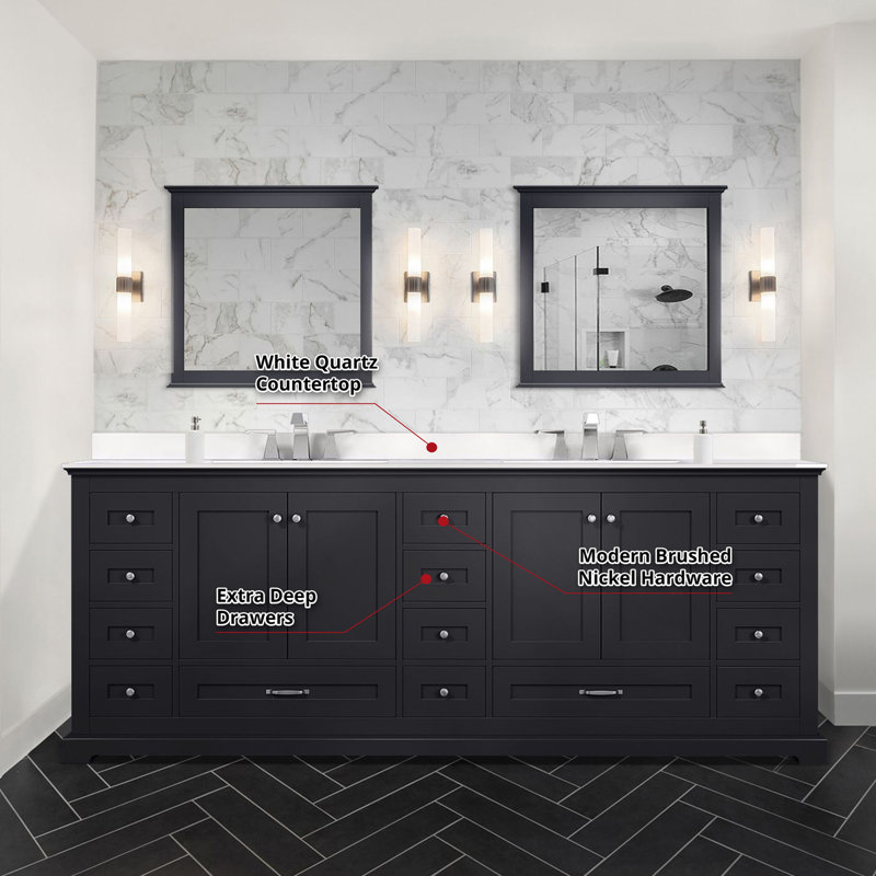 Double Bath Vanity with White Quartz Top, Espresso