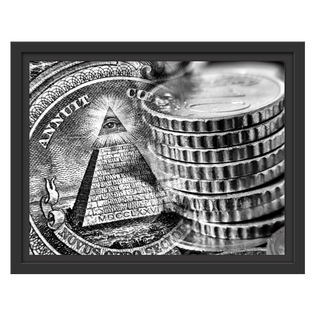 Gerahmtes Wandbild Illuminati Pyramide, Schwarz und