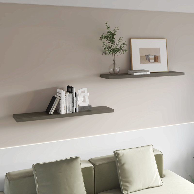 2Pcs Floating Shelf Wall Mounted Shelves, Oak