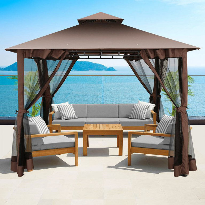 10 X 10 Inch Outdoor Gazebo, Patio Gazebo With Mosquito Net, Robust Gazebo, Double Roof, Outdoor Canopy With Sturdy Metal Frame