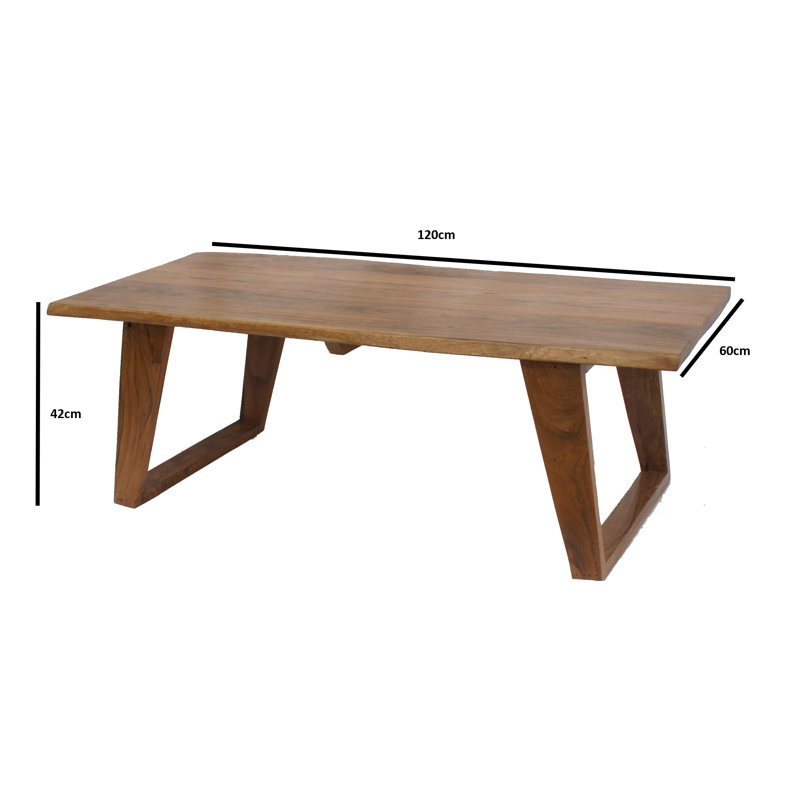 Tommen Solid Wood Sled Coffee Table, Dark Brown
