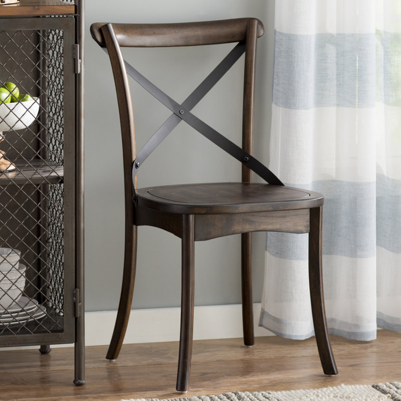 Cramlington Wood and Steel X-Back Side Chair, Dark Walnut