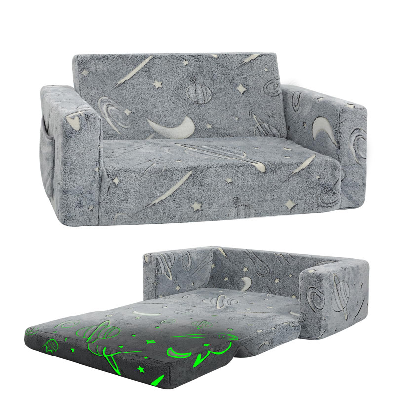 Canapé / canapé modulaire et repose-pieds 5 po Amilee Kids, Planètes grises, H 16 po x l 30 po x P 17 po