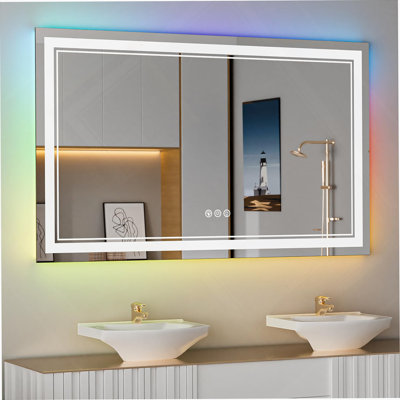 Frameless LED Bathroom Mirror,Smart Mirror,RGB Backlight