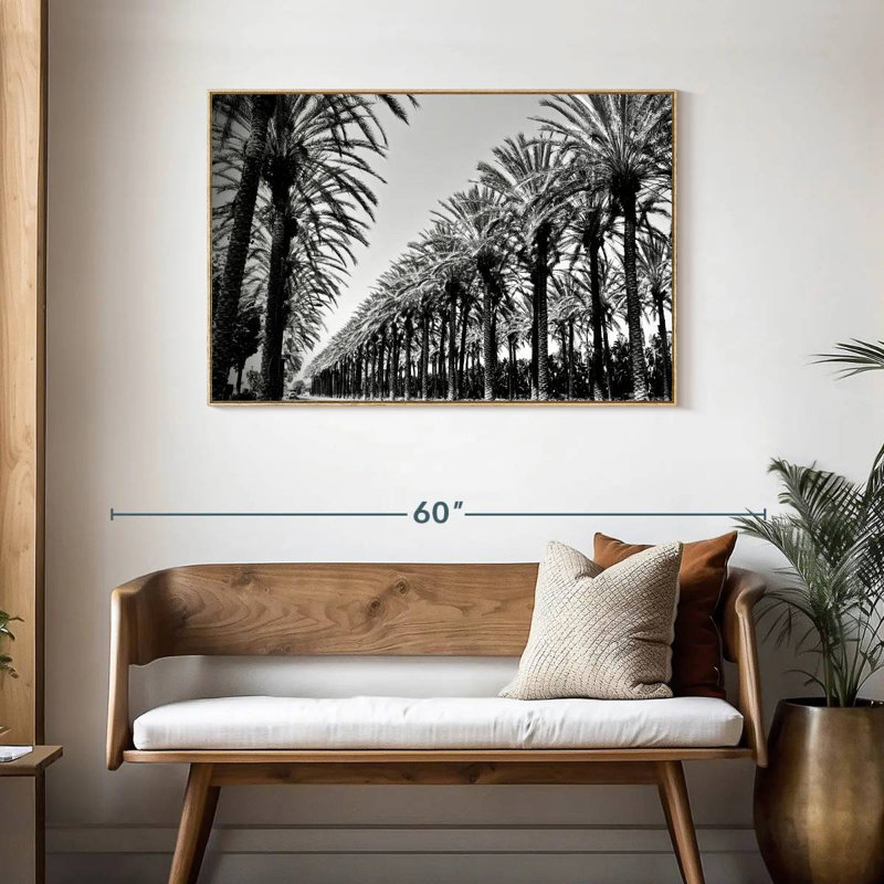 Palmiers en ordre, Cadre flottant en bois naturel, 43 po x 29 po