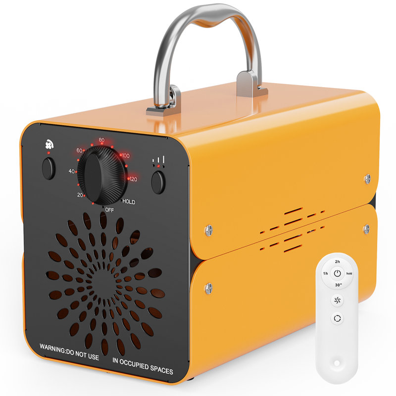 Génératrice à l'ozone portatif 45-100min / h avec désodorisant 0-120 min avec télécommande pour la maison, Jaune