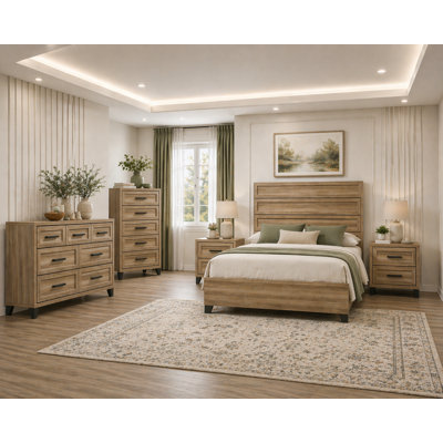 Classic Panel Bedroom Set in Brown Finish