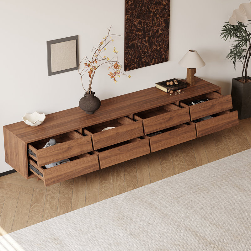 78.8'' Wood TV Stand for Living Room, Mid Century Modern TV Console with 8 Drawers