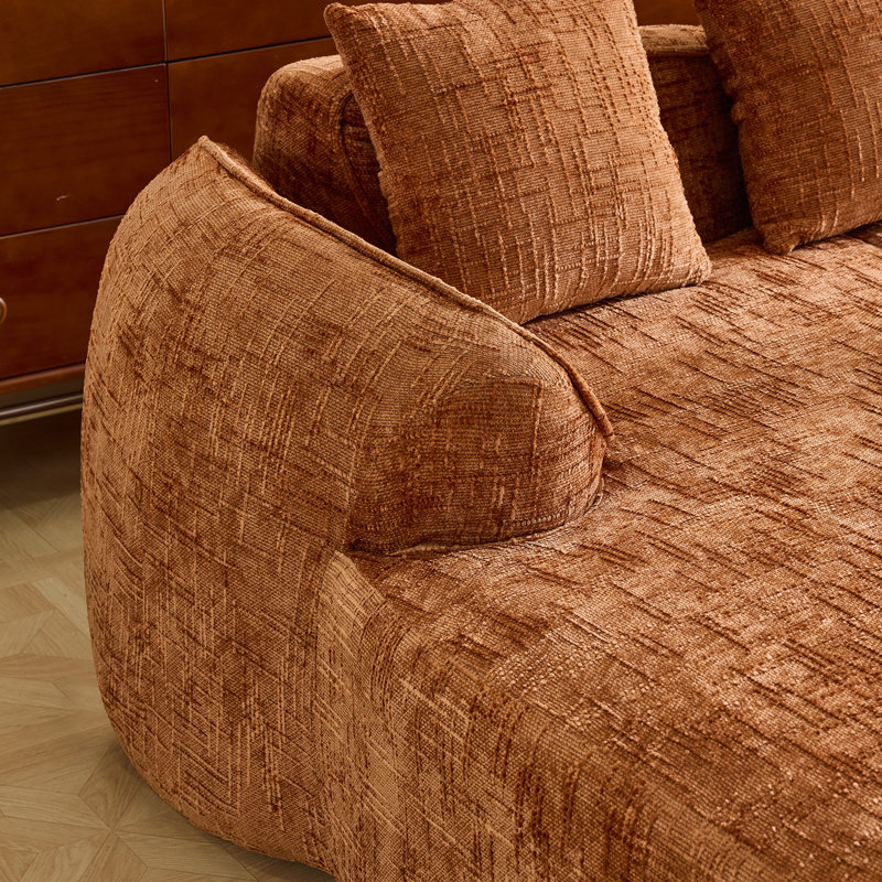 Canapés confortables en chenille orange en forme de L pour les espaces de vie modernes
