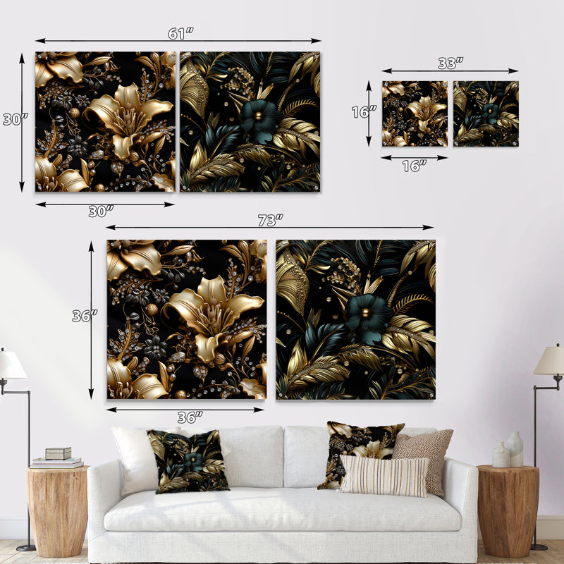 Hadleigh - Ensemble de 2 art mural en verre acrylique, H 36 po x l 73 po