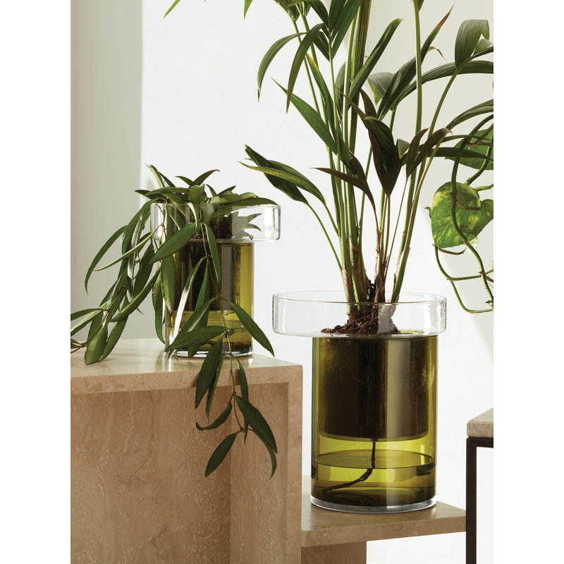 Balcony Handmade Glass Planter, 7.5" H x 6.25" W x 6.25" D