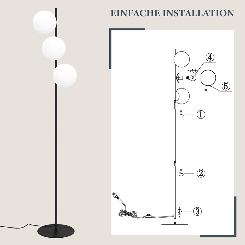 Bonns 150cm Black Tree Floor Lamp