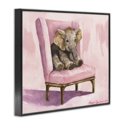 Éléphanteau sur chaise rose, estampe numérique, conception de George Dyachenko