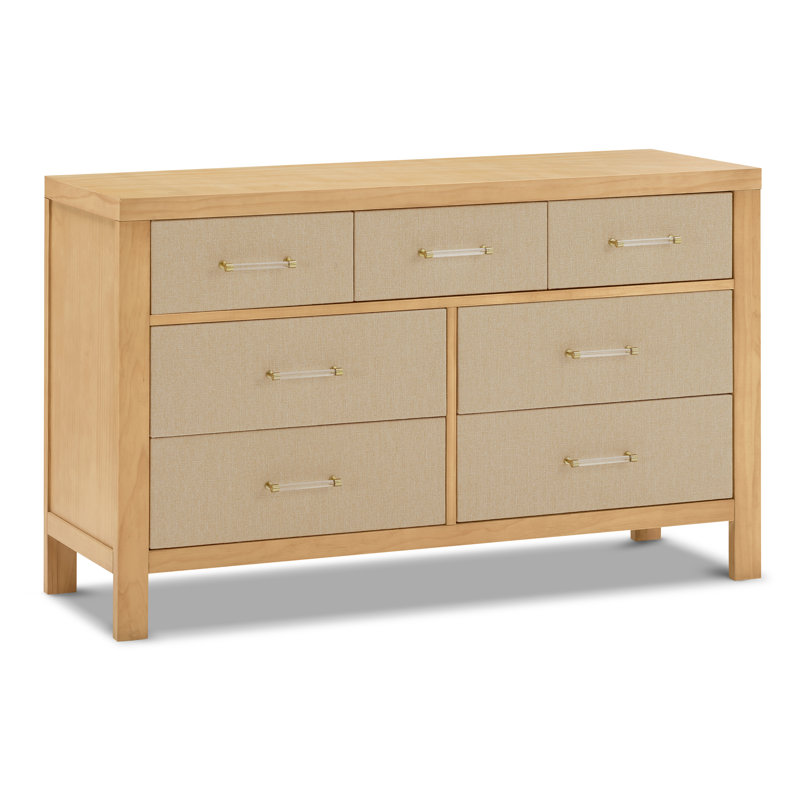 Eloise 7-Drawer Assembled Dresser, Honey/Performance Sand Eco-Weave