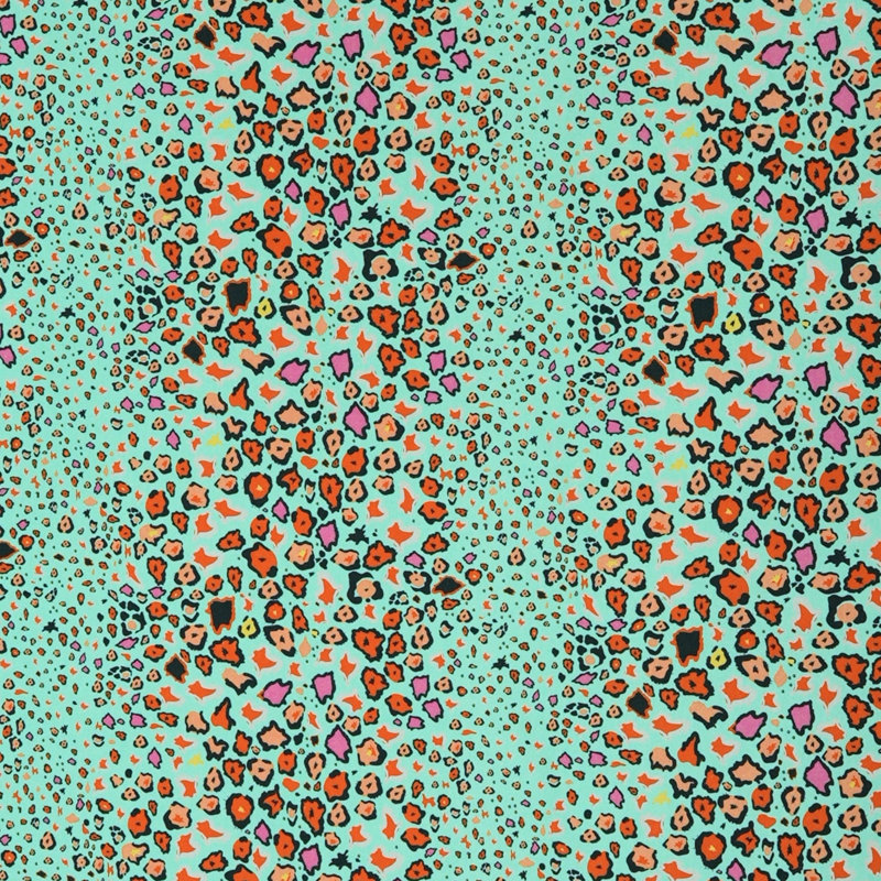 Leopard Lights Linen Fabric, Kingfisher
