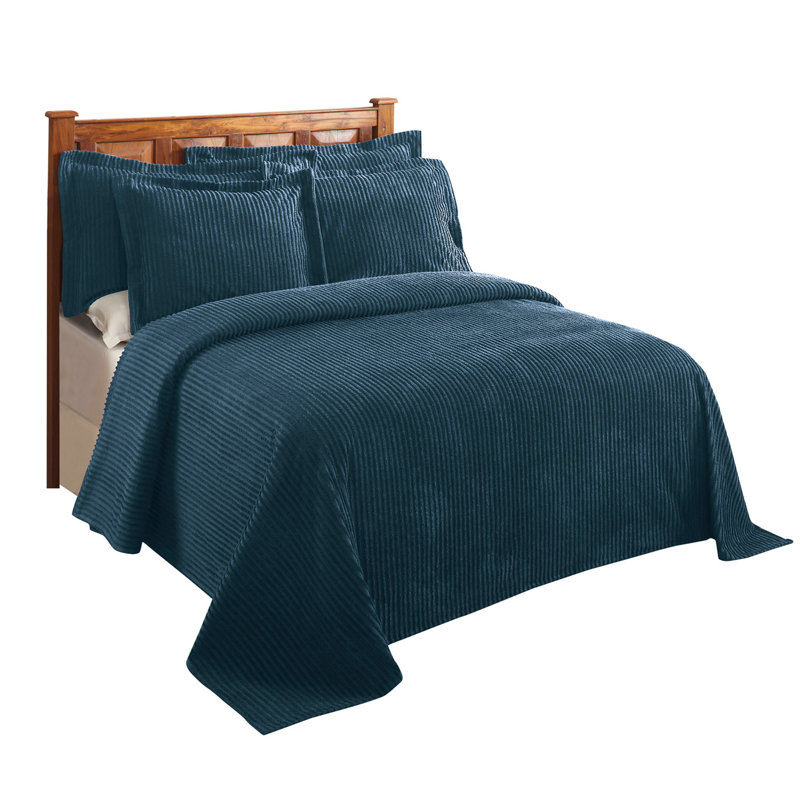 Ensemble de couvre-lit double 100% coton Jullian, Couvre-lit double / grand + 2 taies décoratives s, Sarcelle
