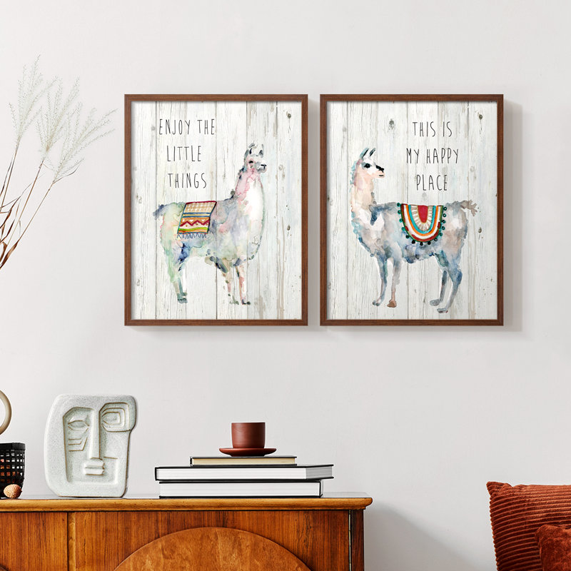 Llama Little Things-Reproduction encadrée de qualité supérieure - prêt à être accroché - aucun clou requis - aucun clou requis