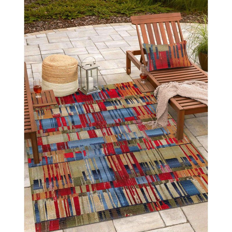 Multicolor Abstract Indoor/Outdoor Lumbar Pillow 12" x 18"