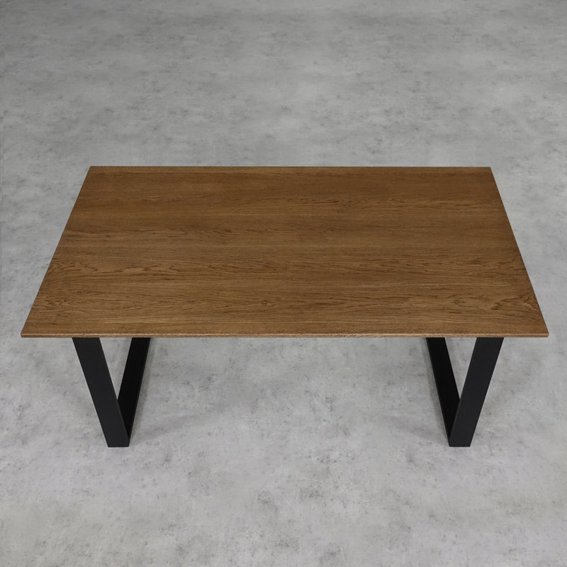 Brinegar Oak Metal Base Dining Table, Brown Oil, 75H x 140L x 90Wcm
