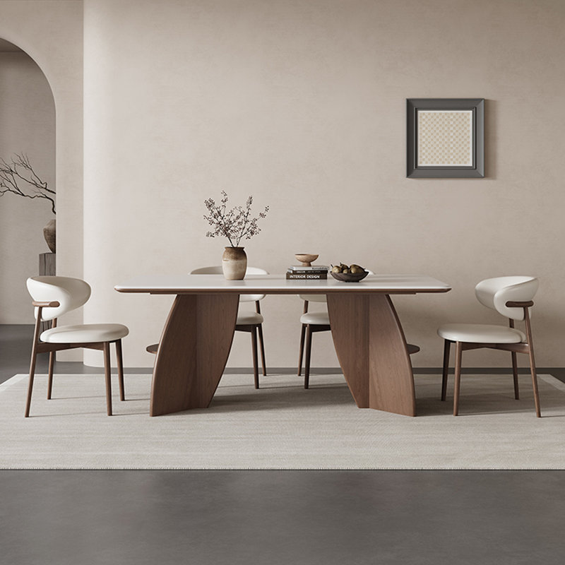 Combinaison de table et de chaises en bois de cire blanc rétro