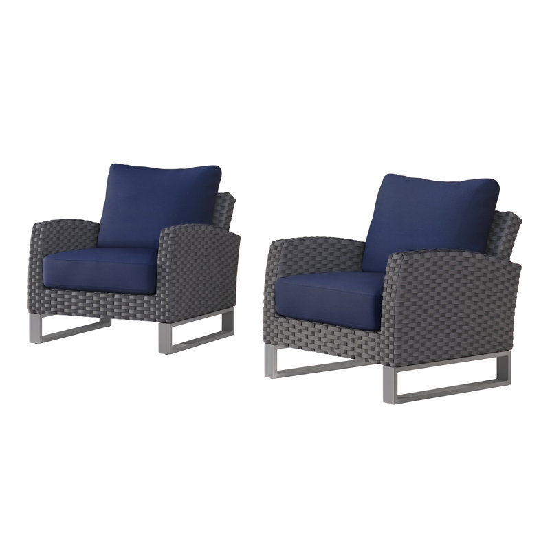 Fauteuil club en osier Sabreea, Bleu