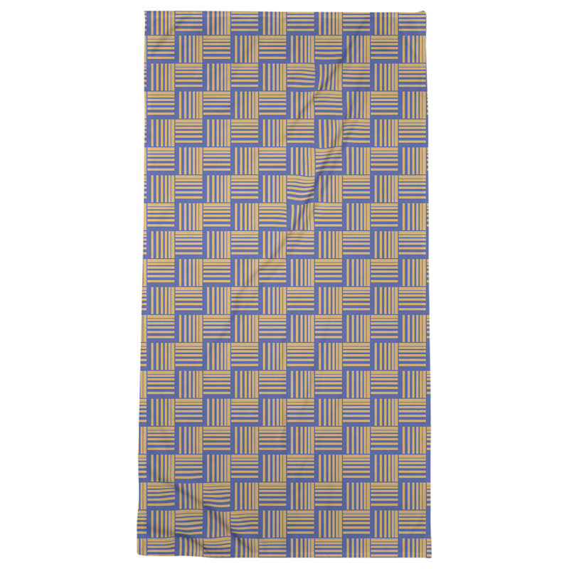 Serviette de plage à rayures tressées classique, Mauve clair / citron