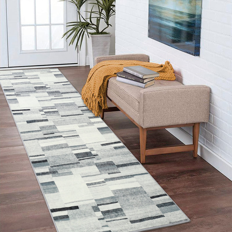 Tapis gris lavable Enasia, Tapis de couloir 2 pi x 6 pi