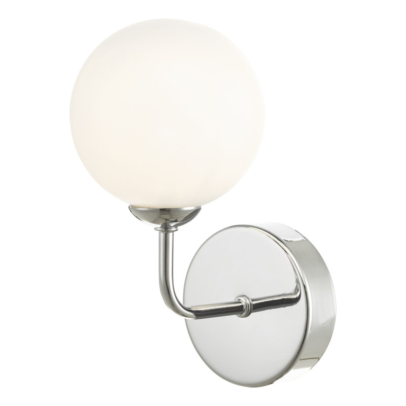 Wall Light, Polished Chrome, Opal Glass