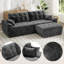 Modern Oversized 275cm 3-Sets Boneless Chenille Sofa With Ottoman And High-resilience Foam-3980747