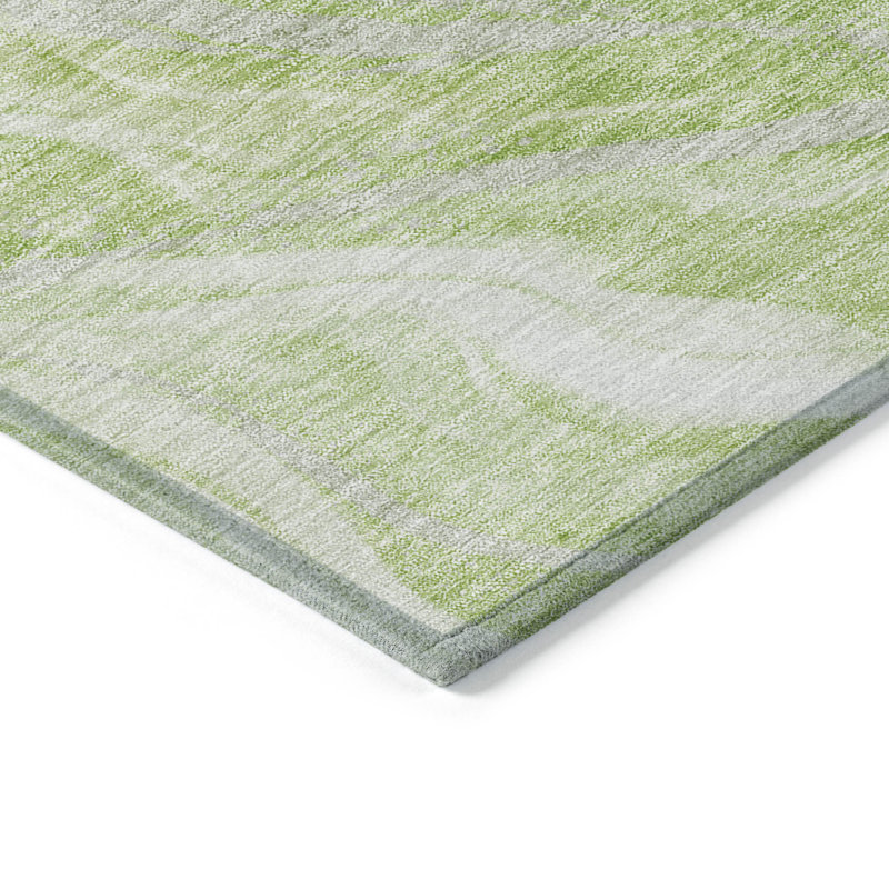 3' X 5' Green And Ivory Abstract Washable Indoor Outdoor Area Rug