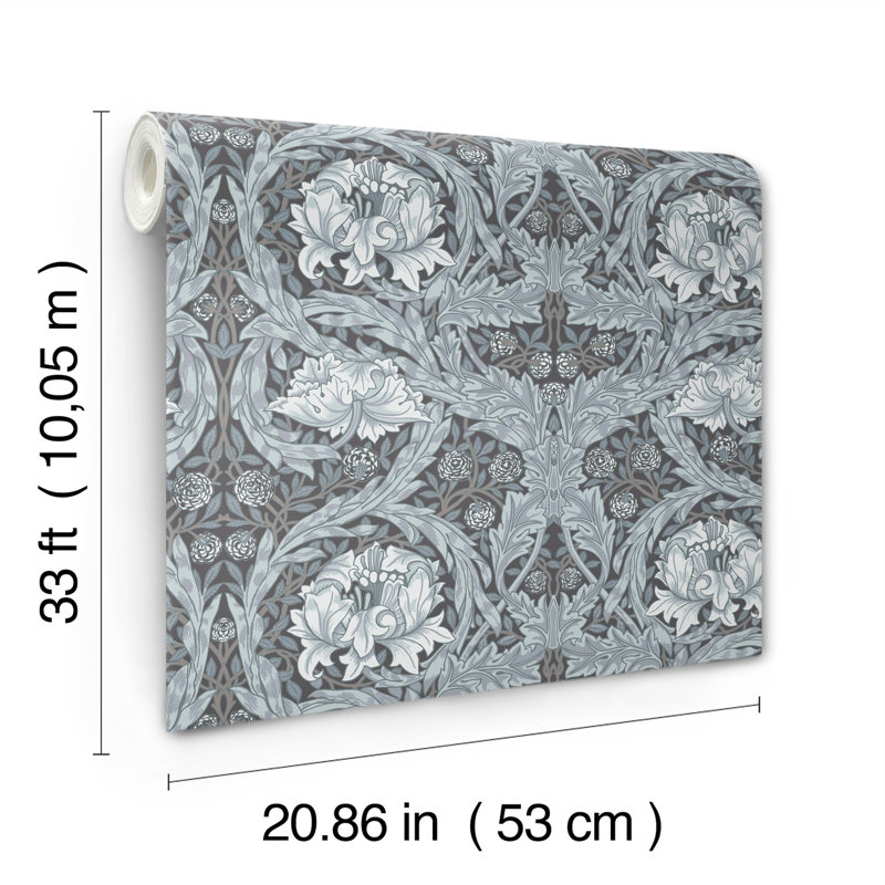 Papier peint floral souci africain, Bleu très foncé