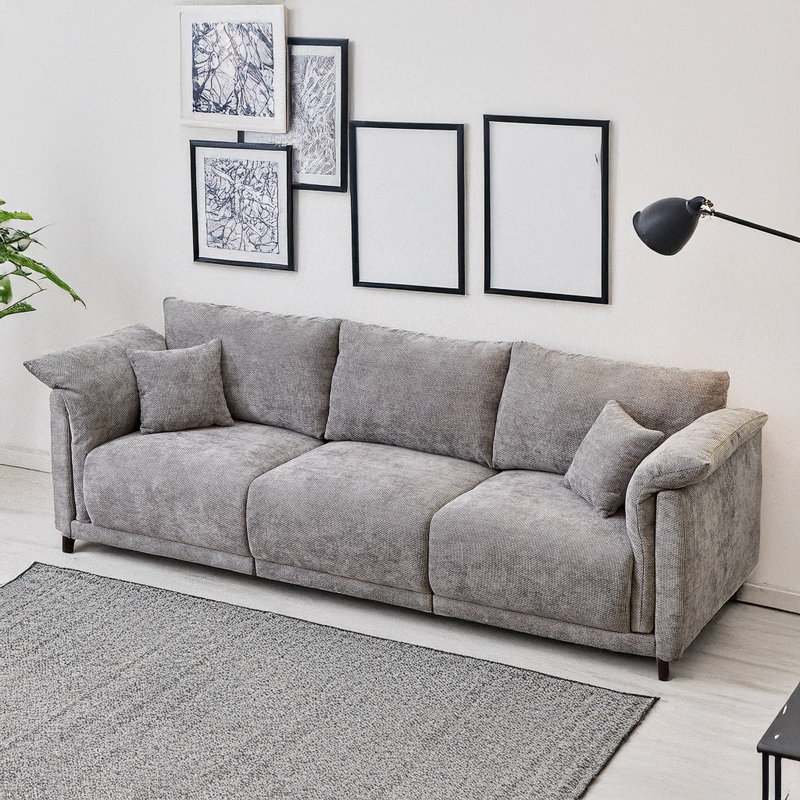 Linen Sofa Cozy Upholstered Sofa Modern Sofa With Seat, Gray