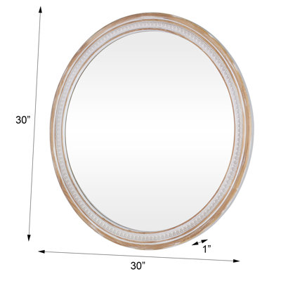 Miroir mural 30 po rond en bois massif de style campagnard, miroirs décoratifs rustiques Boho pour salle de bain, miroir mural Shabby Chic pour vestibule de salle de bain
