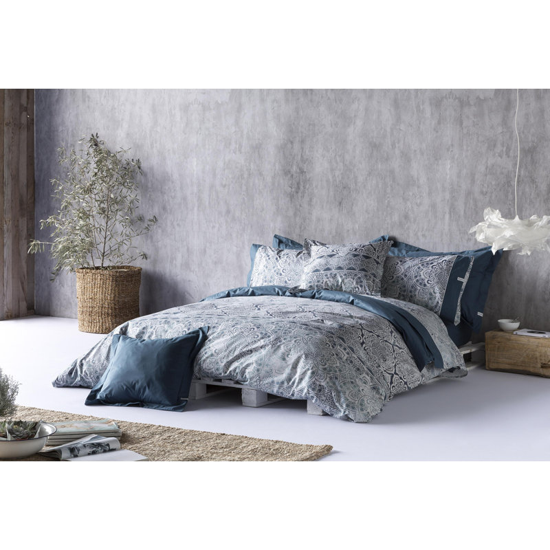 Carmon Damask Duvet Cover, Petroleum, Super King Duvet Cover