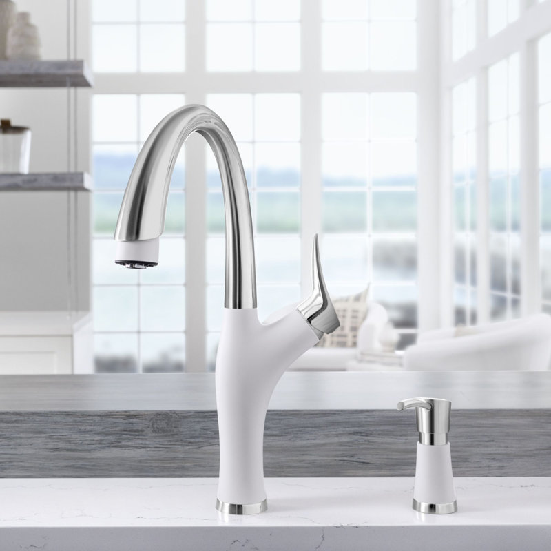 Robinet de cuisine à double jet Artona, Blanc, 2,2 gallons par minute