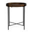 Élégante table ronde en bois de manguier avec pieds en fer pliables et plateau mobile, H 22 po x 26 po