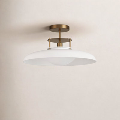 Jude 1-Light Dimmable Steel Semi Flush Mount with Glass Shade