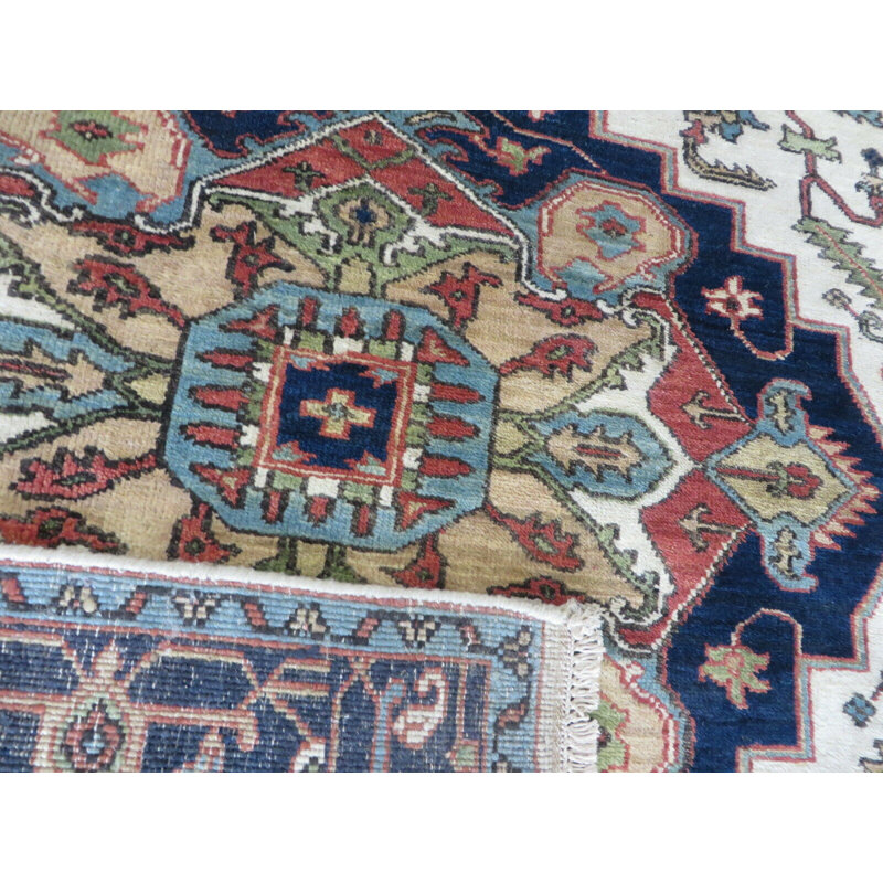 Tapis de zone en laine 4 pi 11 po x 6 pi 10 po one-of-kind noué la blue