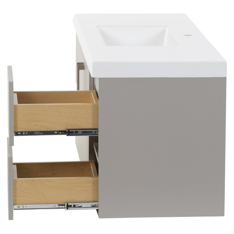 48.5" Wall-Mounted Single Bathroom Vanity With Cultured Marble Top, Gray